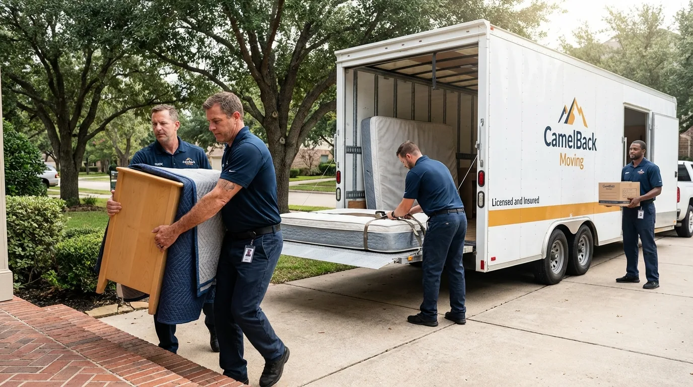 Crew loading residential truck for cross-state move from Paradise Valley, AZ