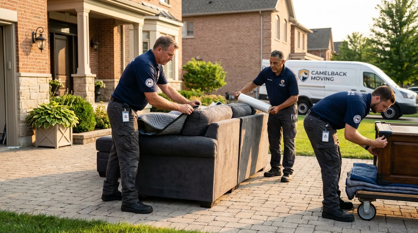 Large estate moving crew wrapping furniture in Paradise Valley, AZ